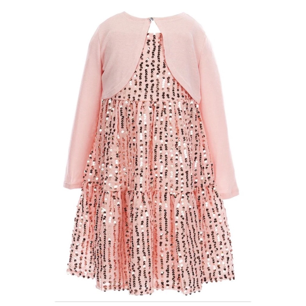 Rare Editions Pink Sequin 2pc Dress with Cardigan